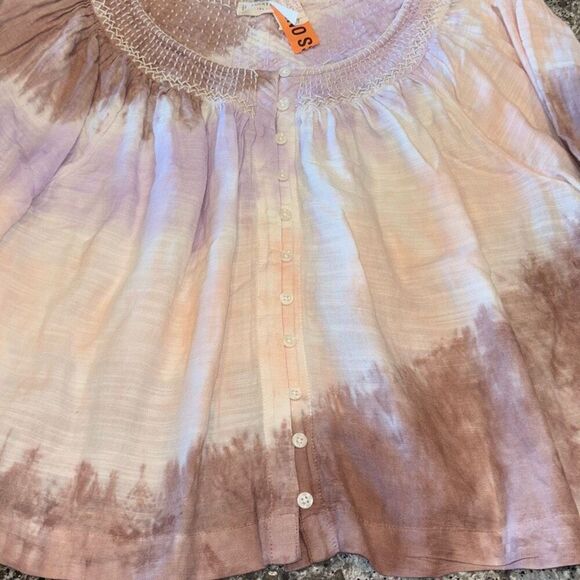 Lucky Brand purple tie dye peasant top shirt babydoll boho Sz S - Picture 8 of 12